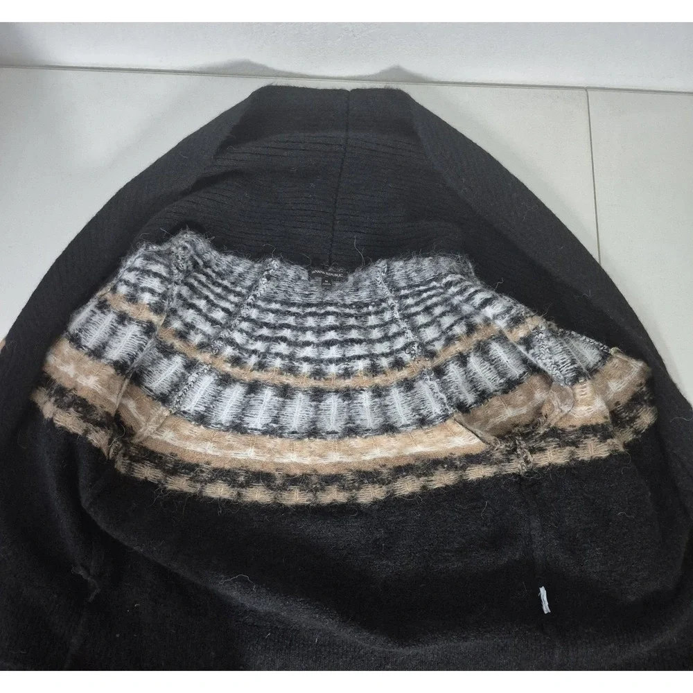 Banana Republic Sweater Womens M Black‎ Fair Isle Alpaca Blend Shawl Cardigan